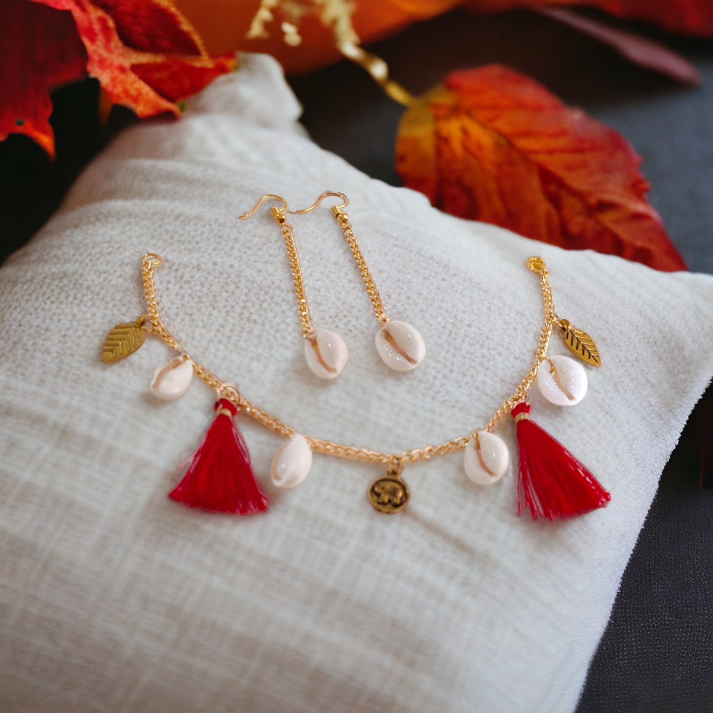 Cowrie Bracelet & Earrings Set