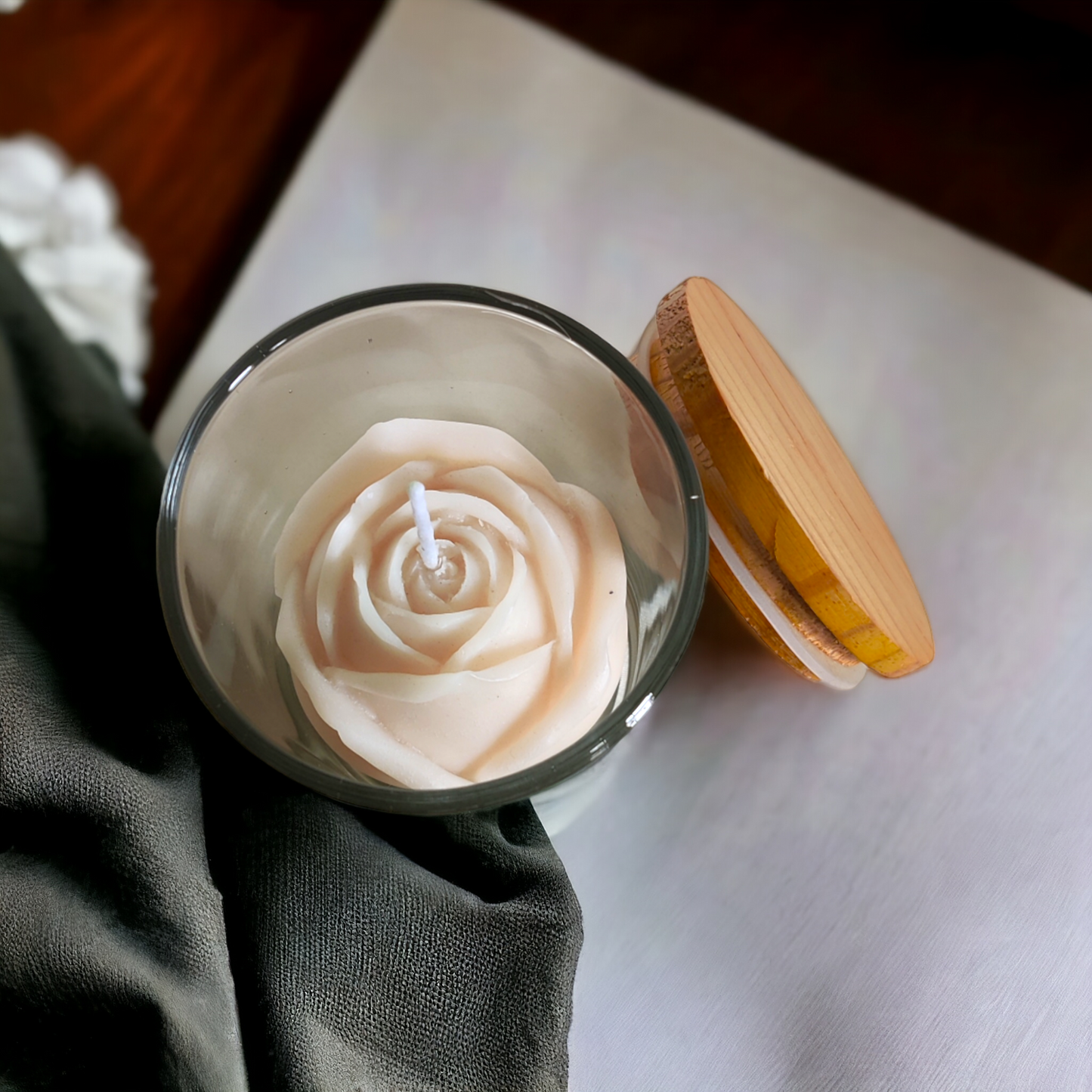 White Rose Candle - Fragrance Rose Aromatic Oil