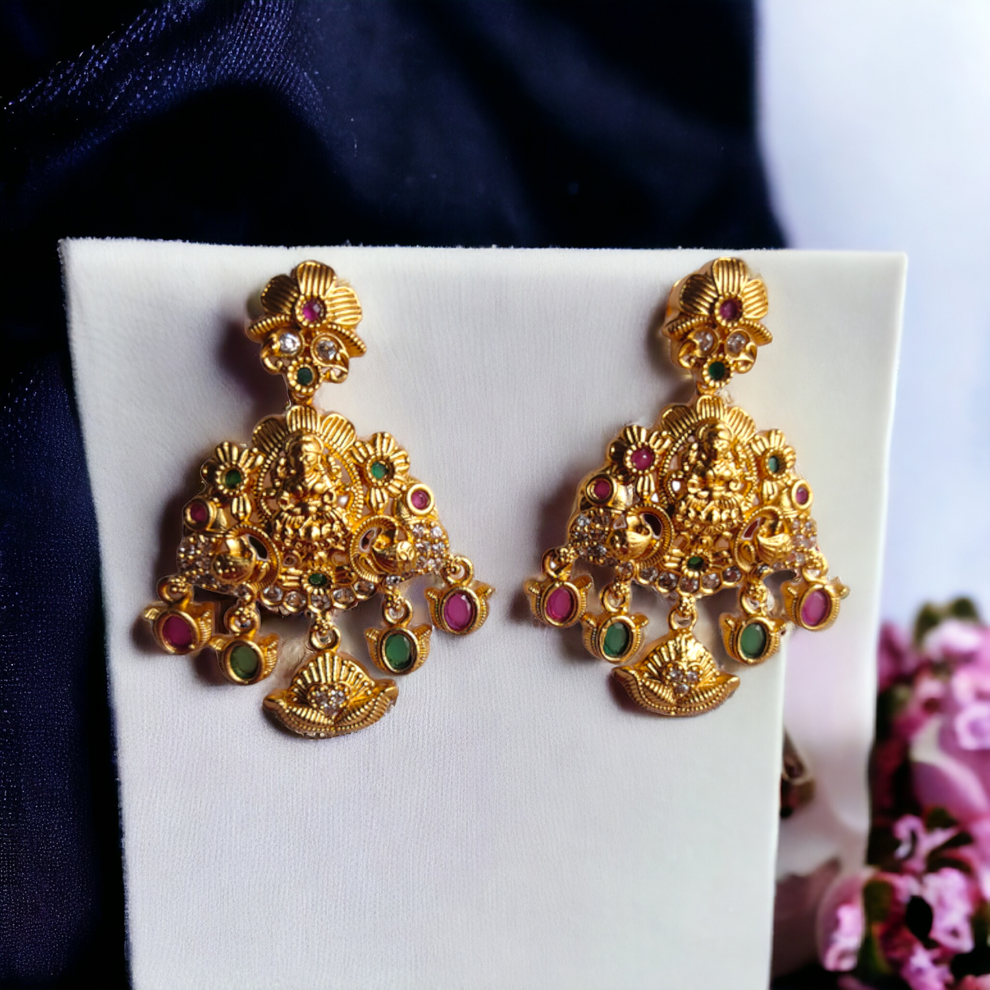 Traditional Kundan With Pearls Lakshmi Necklace Set - Matte Finish TS15