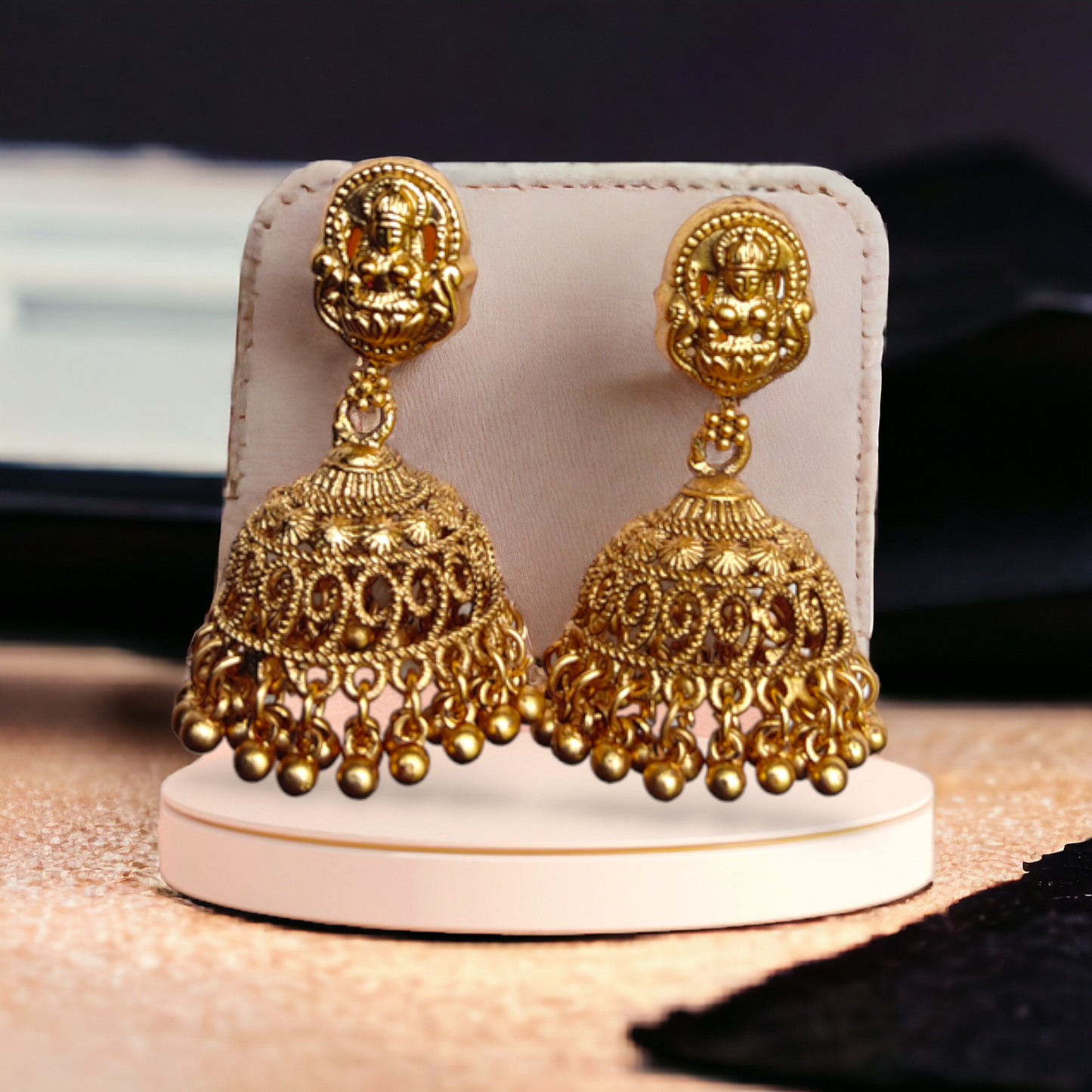 Red & Green Kundan Lakshmi Necklace Set - Matte Finish TS13