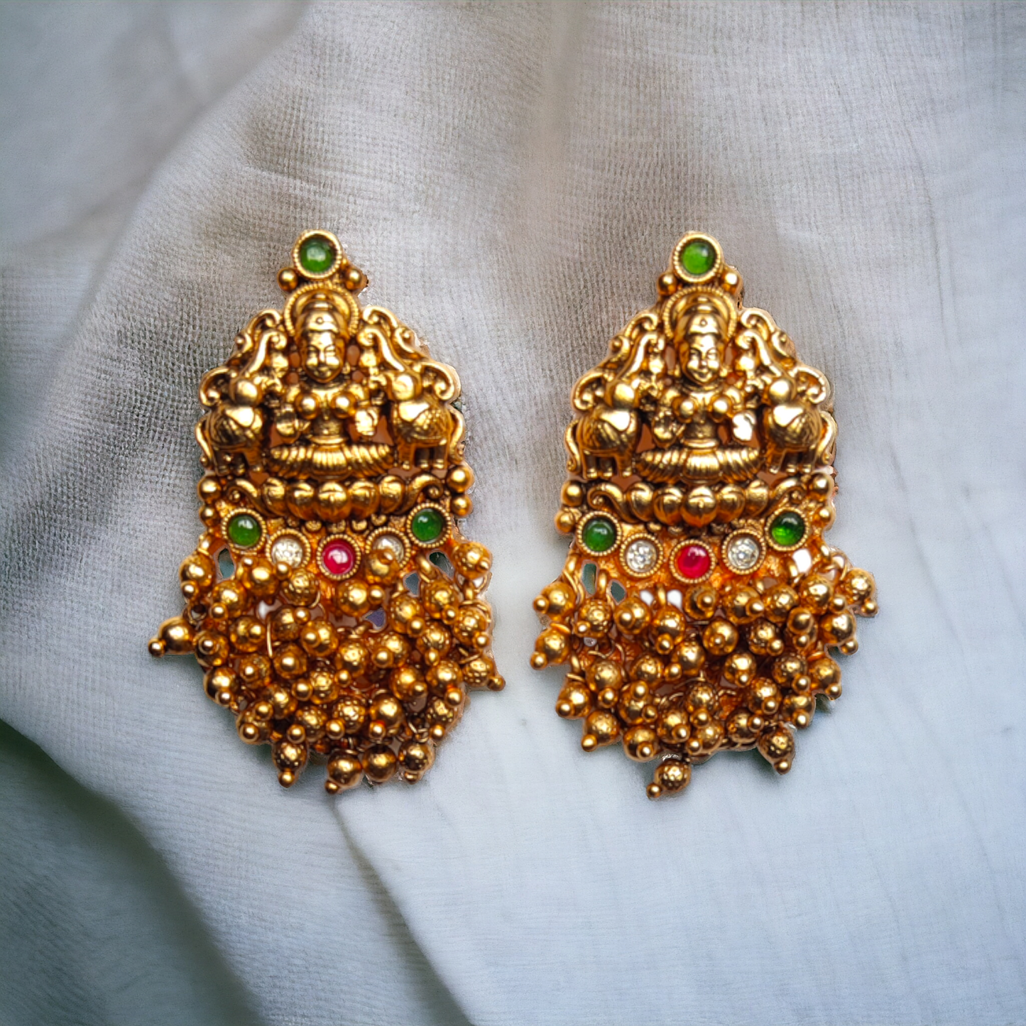 Golden Beads Lakshmi Necklace Set - TS05