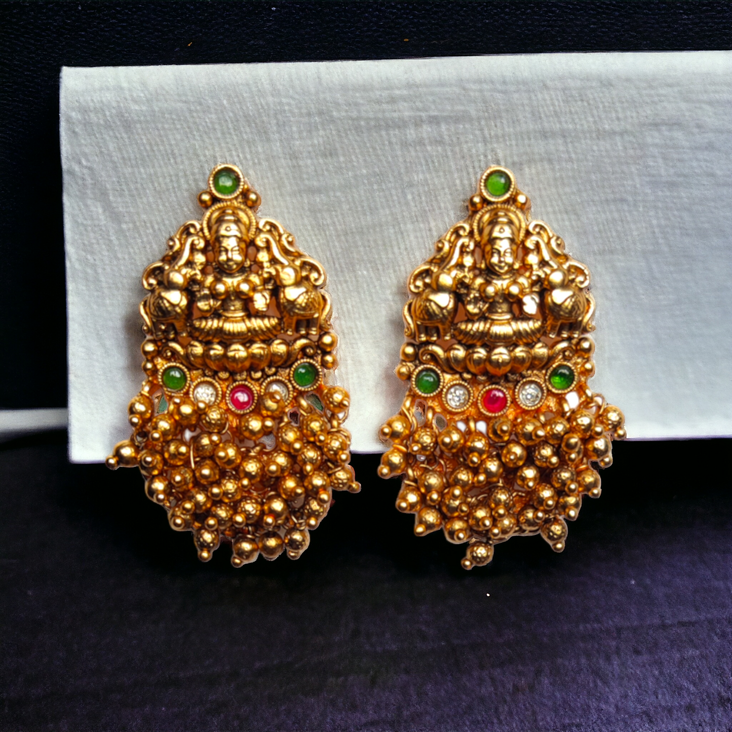 Golden Beads Lakshmi Necklace Set - TS05