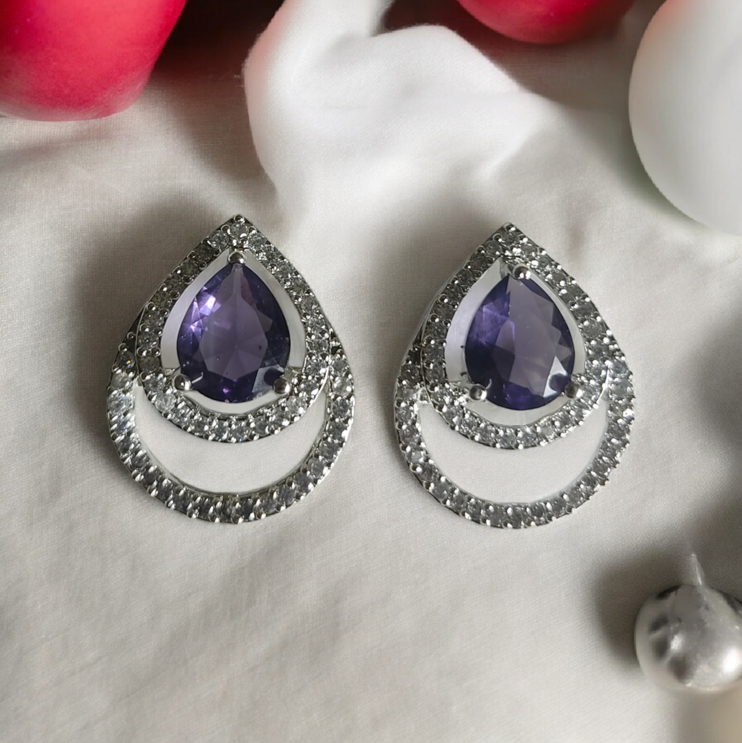 Stunning Purple Stone American Diamond Earrings