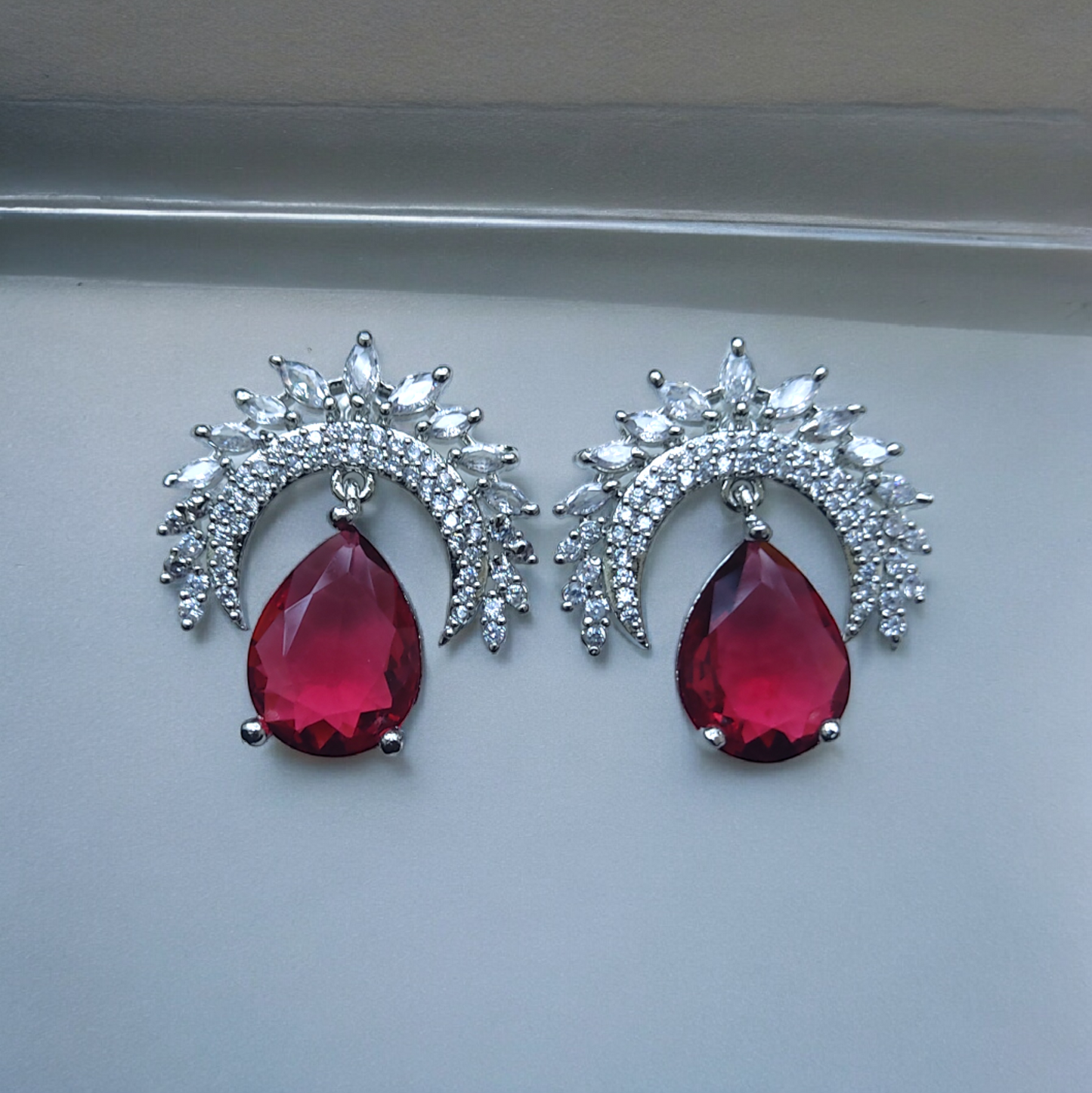 Gorgeous AD Earrings - Red Color