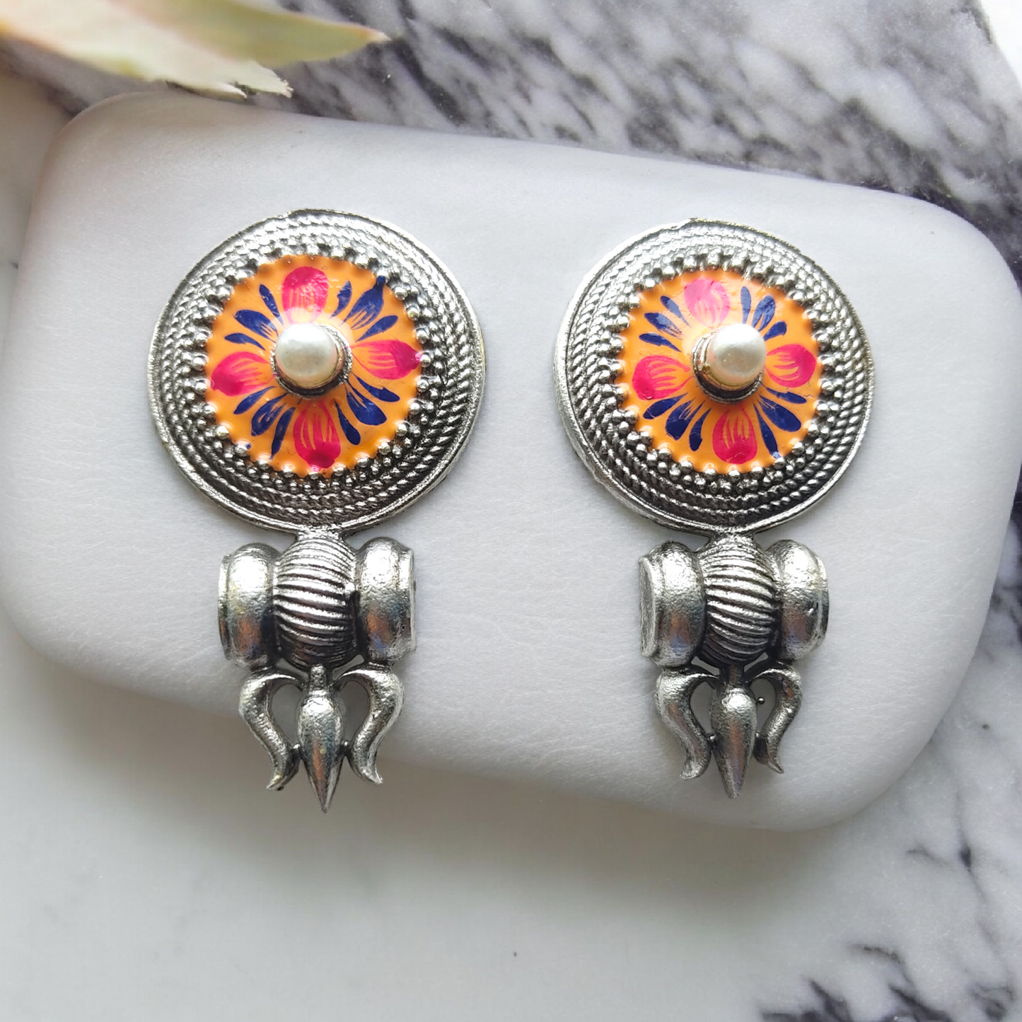 Silver Replica Damaru Earring - XJ64