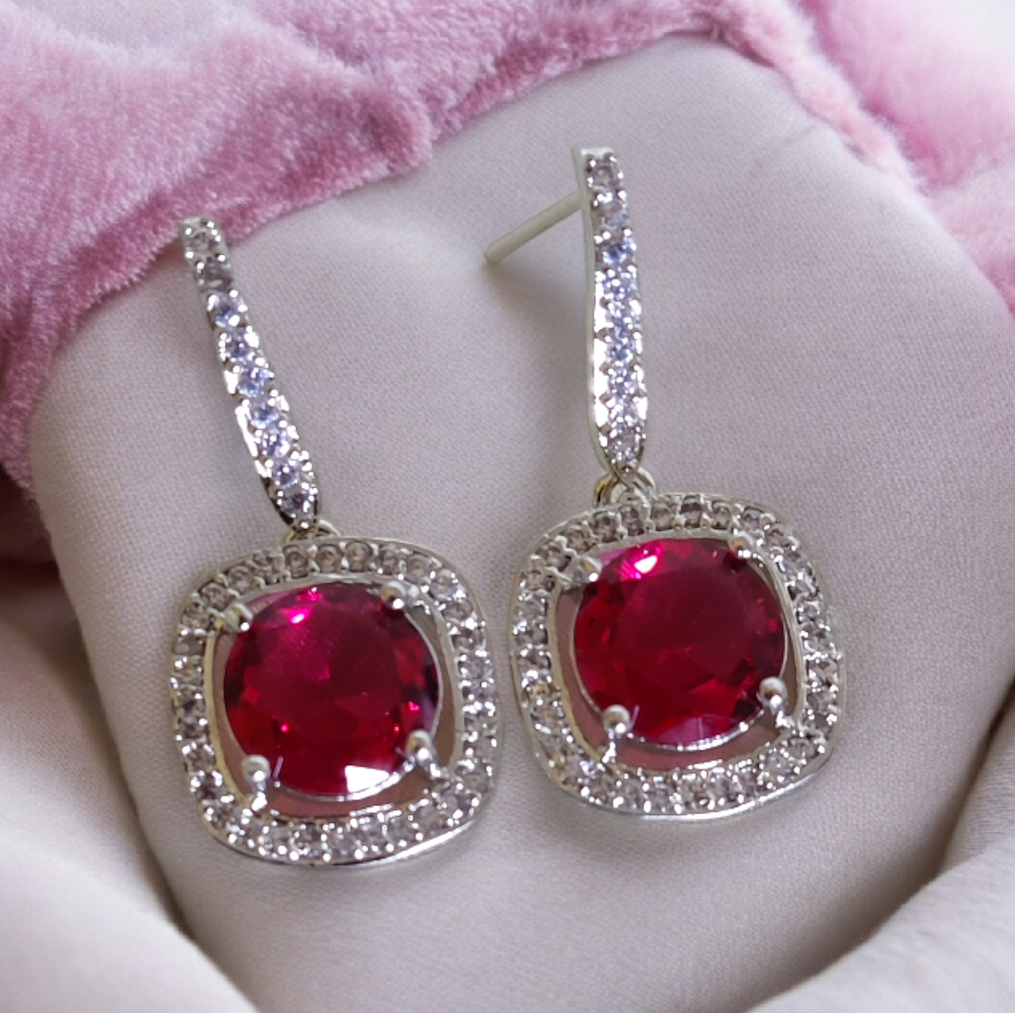 Pink Stone AD Earrings
