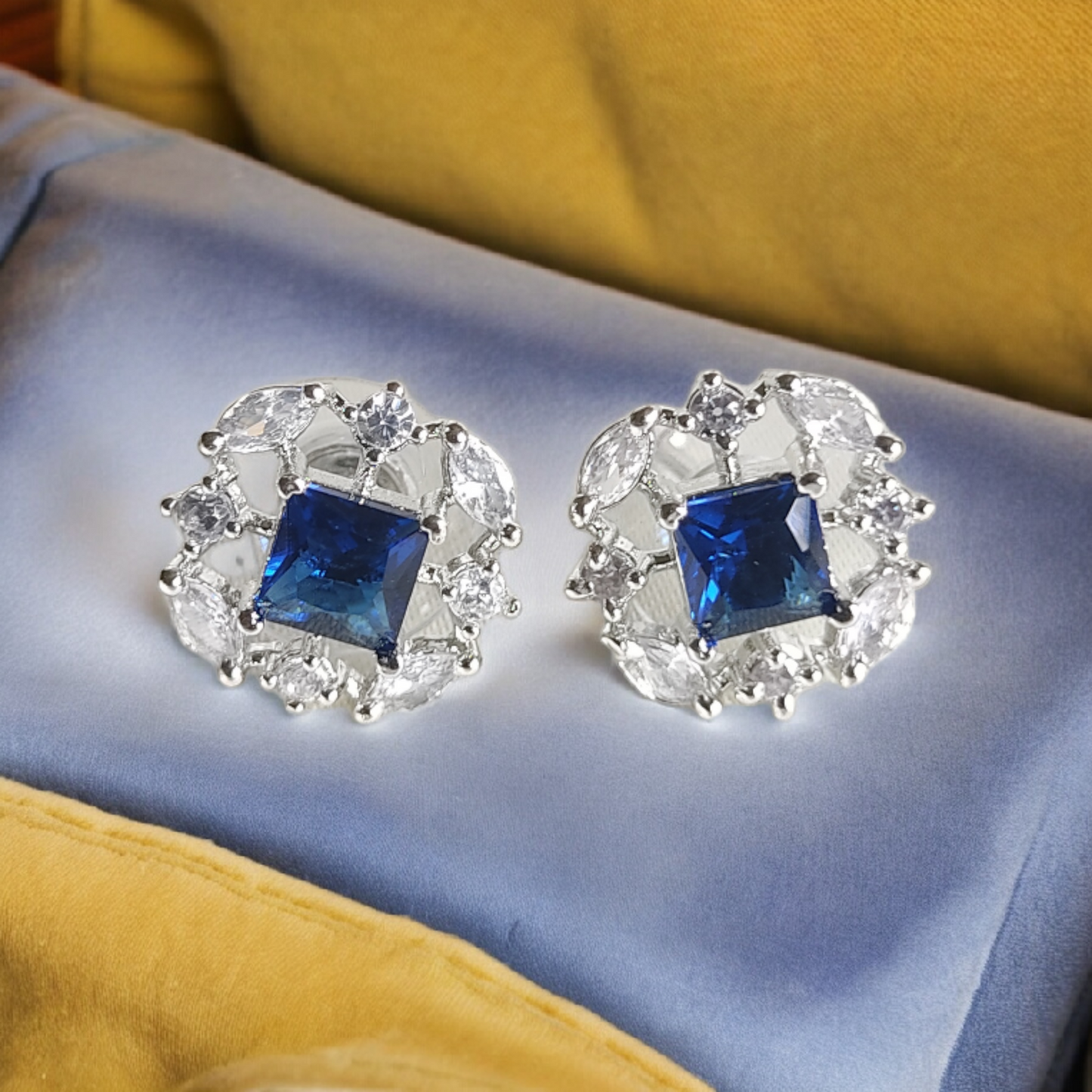 Blue Color Stone AD Cute Earrings