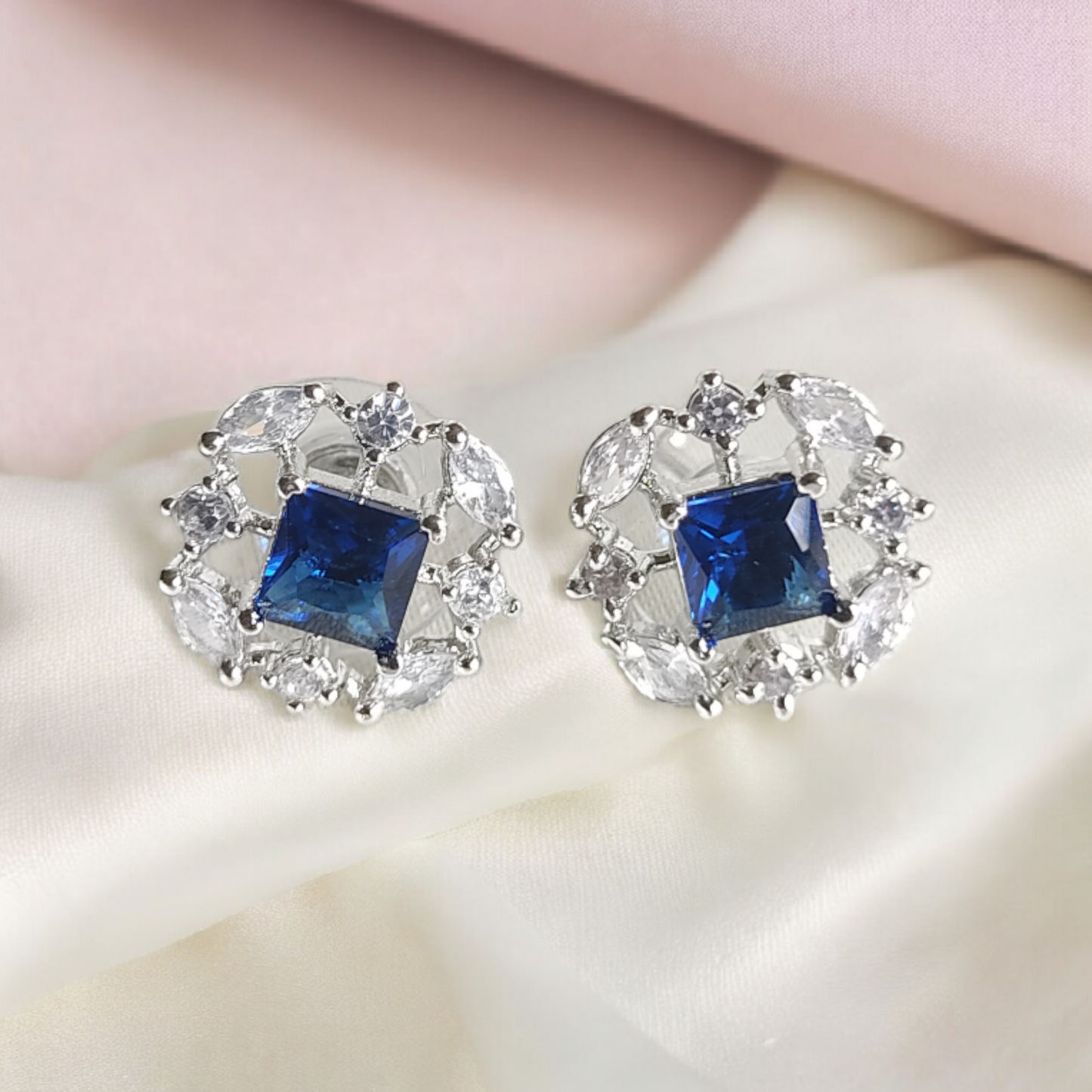 Blue Color Stone AD Cute Earrings