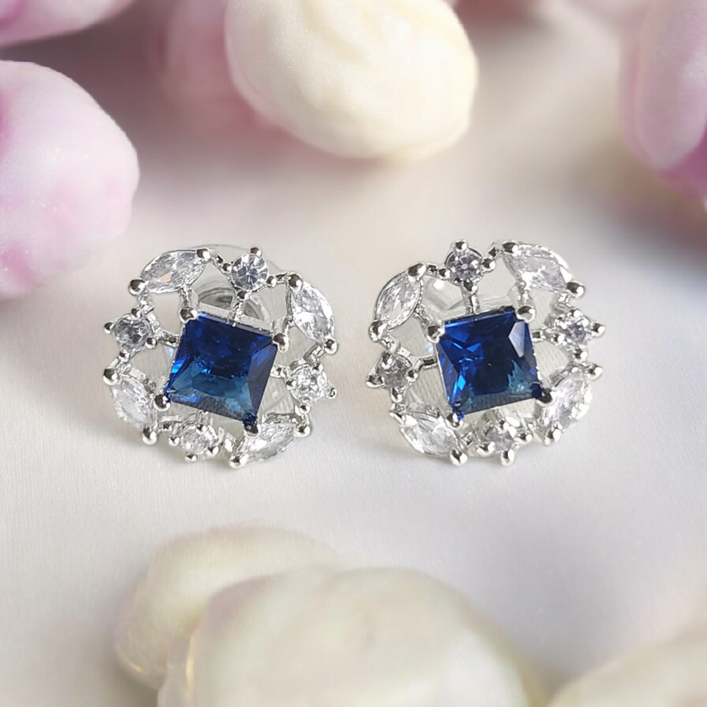 Blue Color Stone AD Cute Earrings