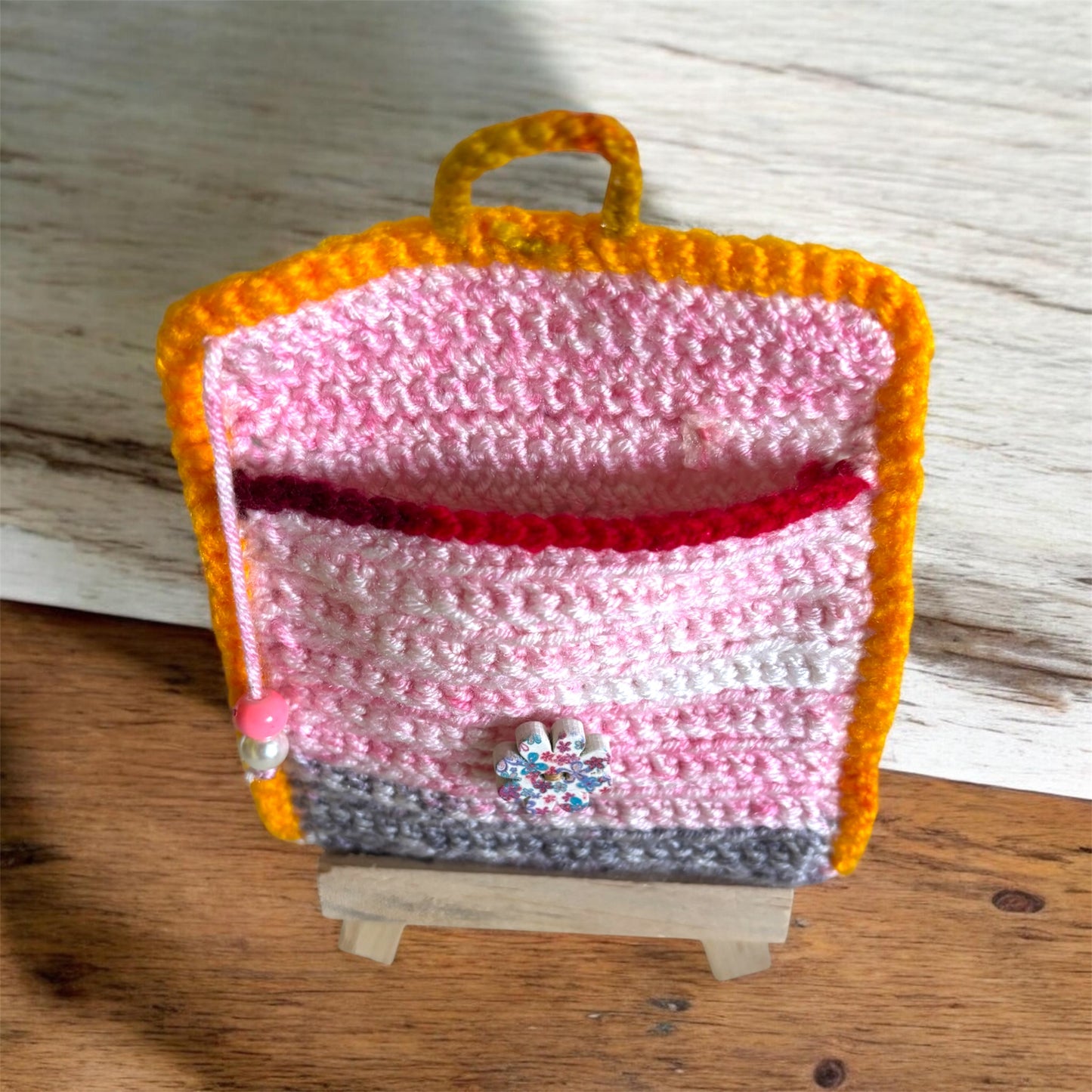 Baby Pink Multi Color Crochet Mini Purse
