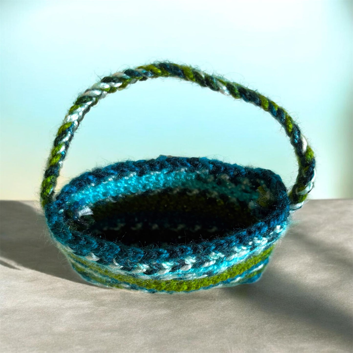Multi Color - Green Blue White Crochet Mini Bag