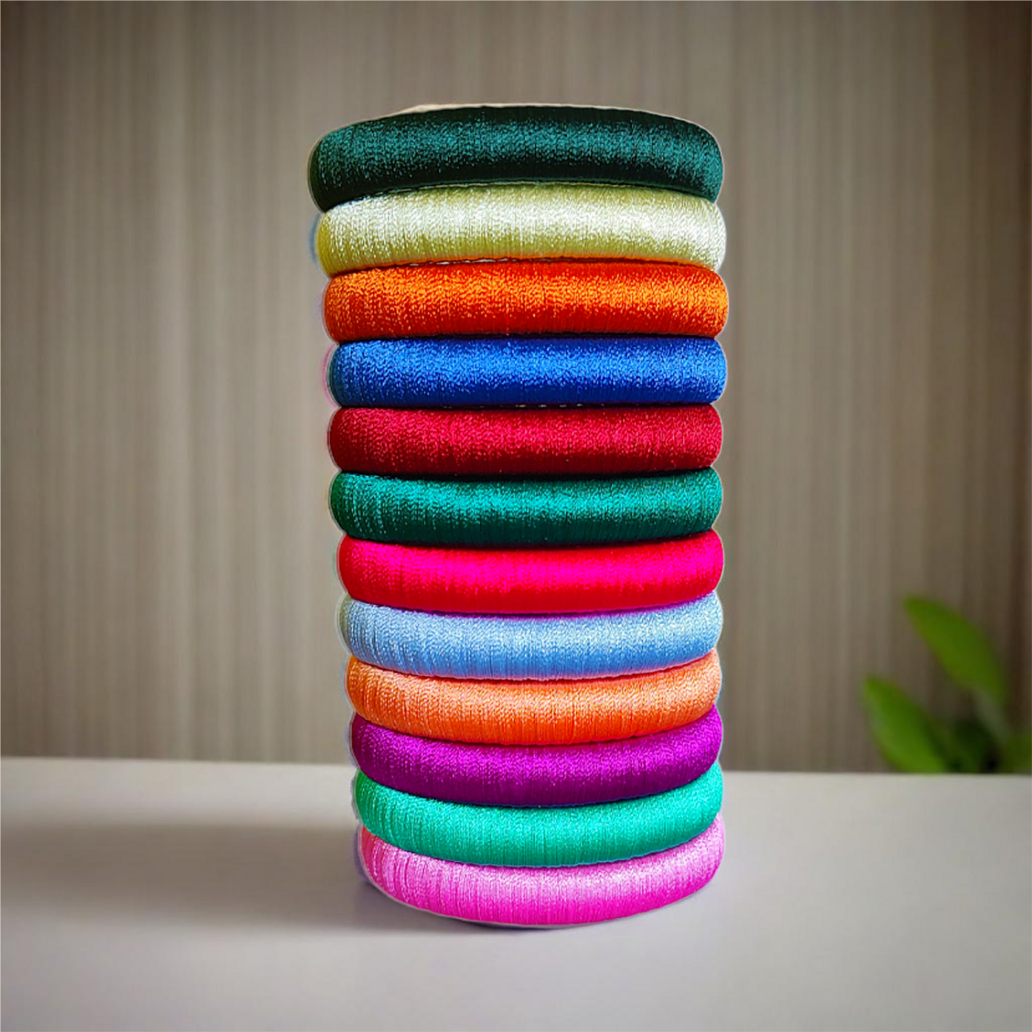 Plain - Multi Color - Silk Thread Bangle Set - Size : 2.6