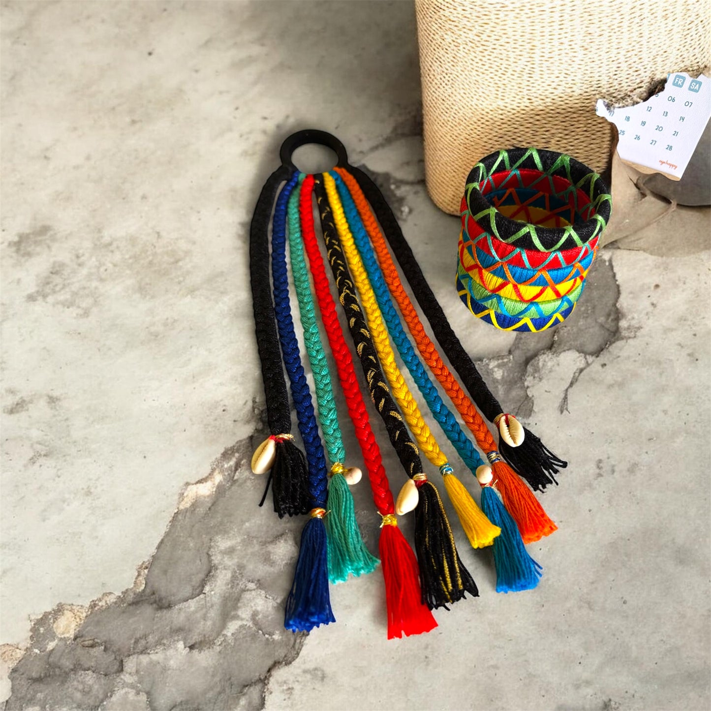 Multi Color Thread Bangles Size : 2.6 With Boho Handmade Colorful Hair Strings