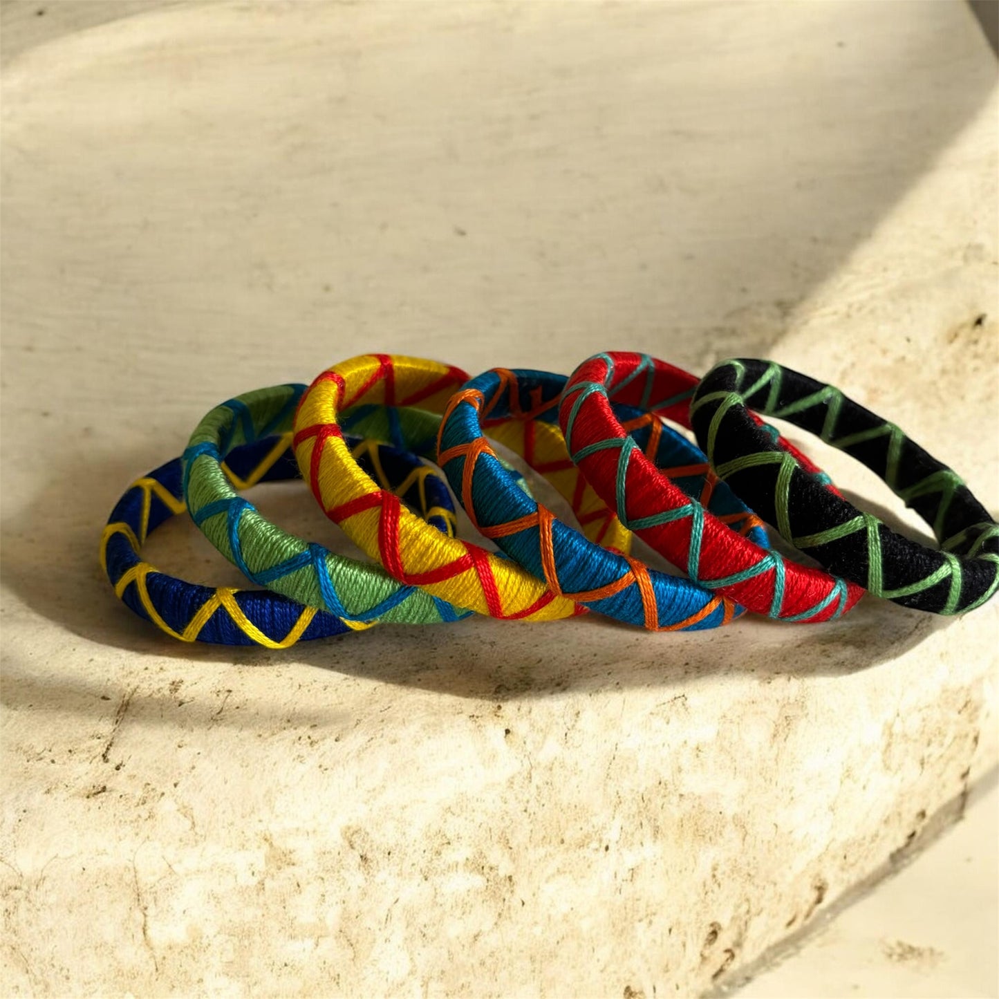 Multi Color Thread Bangles Size : 2.6 With Boho Handmade Colorful Hair Strings
