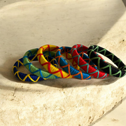 Multi Color Thread Bangles Size : 2.6 With Boho Handmade Colorful Hair Strings