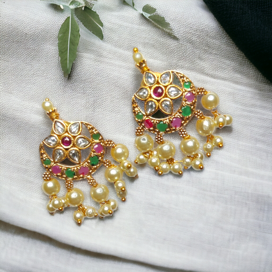 Temple jewellery, ethnic earrings, fashion jewellery, Traditional Earrings, Ganesh Lakshmi Earrings, Jhumka