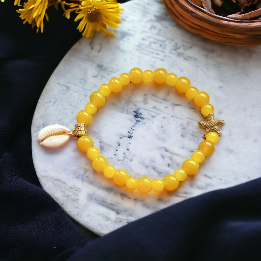 Glass Beads Bracelet - Yellow Color Beads