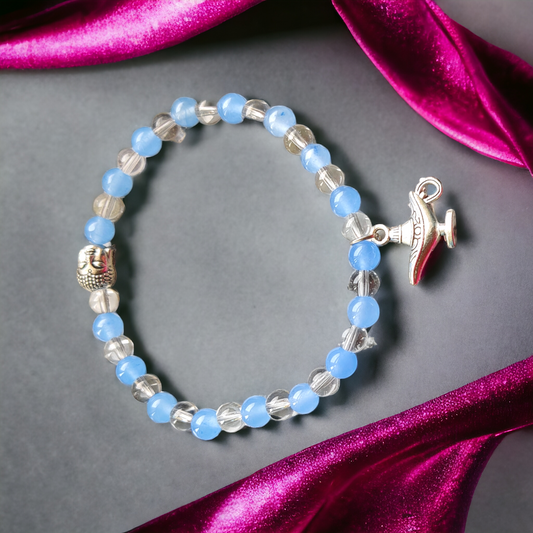 Glass Beads Bracelet With Metal Charms