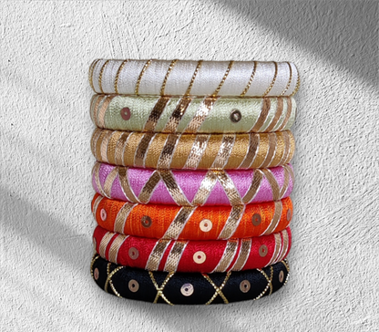 Multi Color - Silk Thread Gota Patti Bangle Set - Size : 2.6