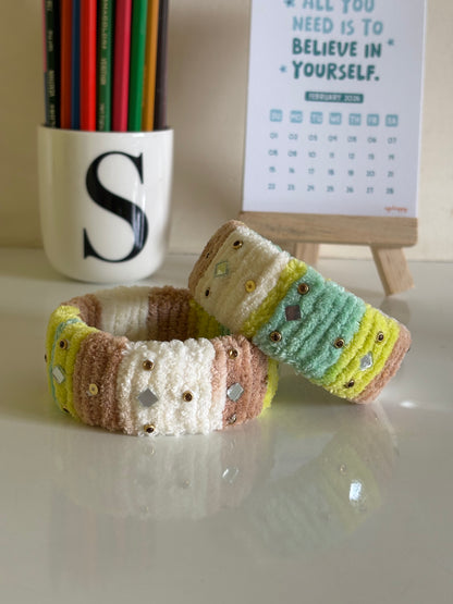 Soft Yarn Multi Color Crochet Bangles - Size 2.8