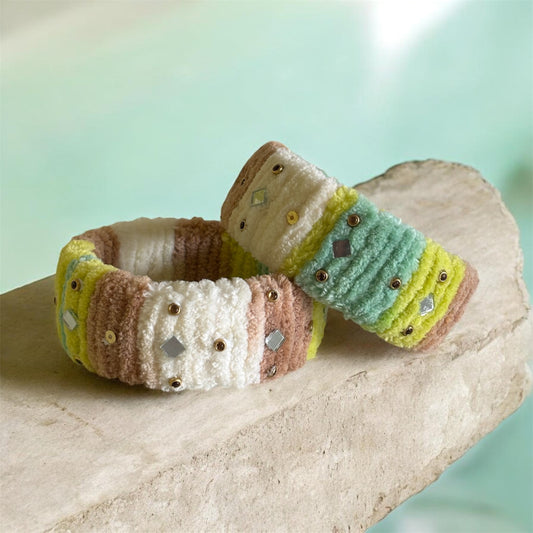 Soft Yarn Multi Color Crochet Bangles - Size 2.8