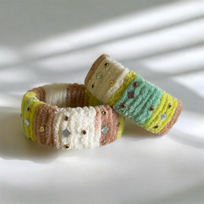 Soft Yarn Multi Color Crochet Bangles - Size 2.8