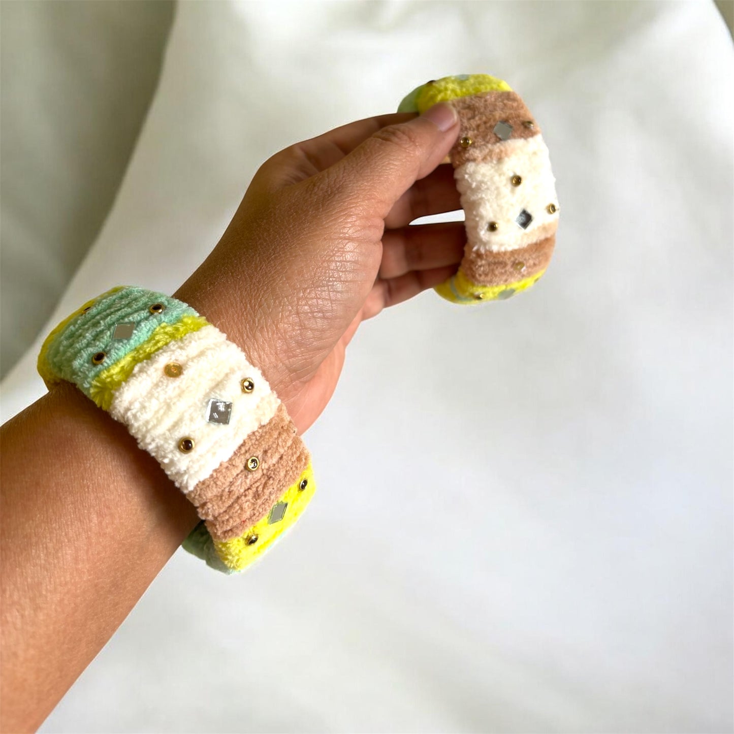 Soft Yarn Multi Color Crochet Bangles - Size 2.8