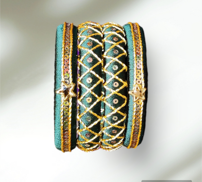 Bottle Green Silk Thread Bangles