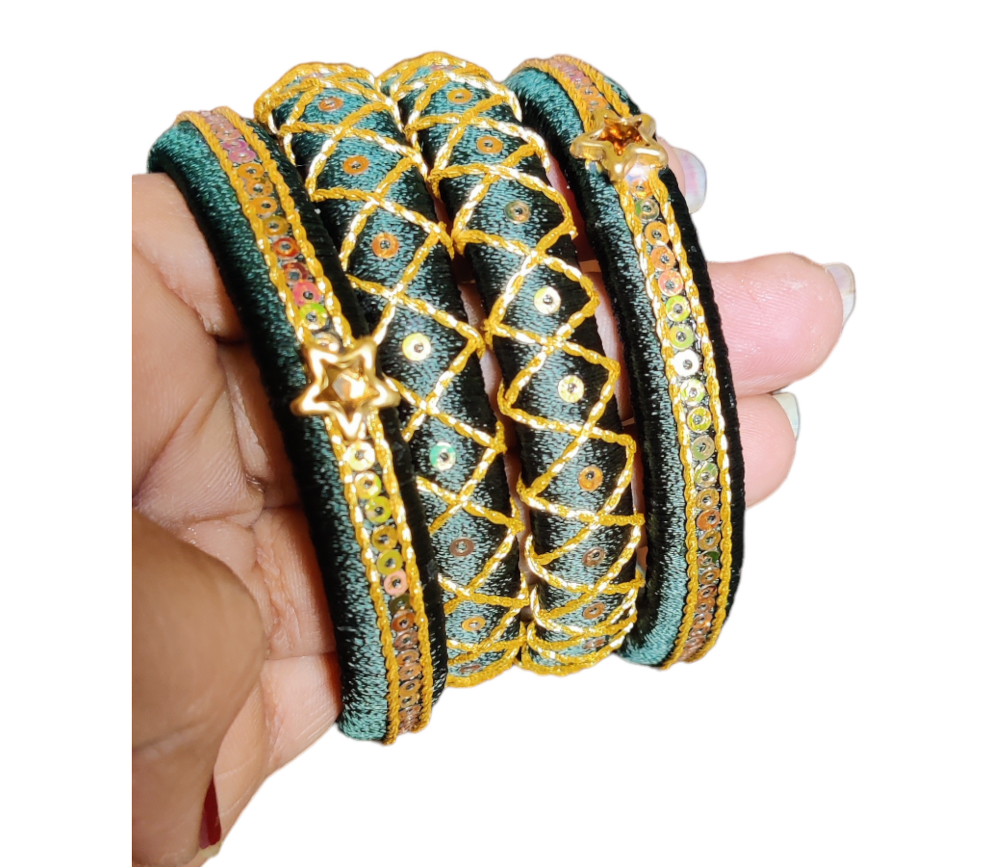 Bottle Green Silk Thread Bangles