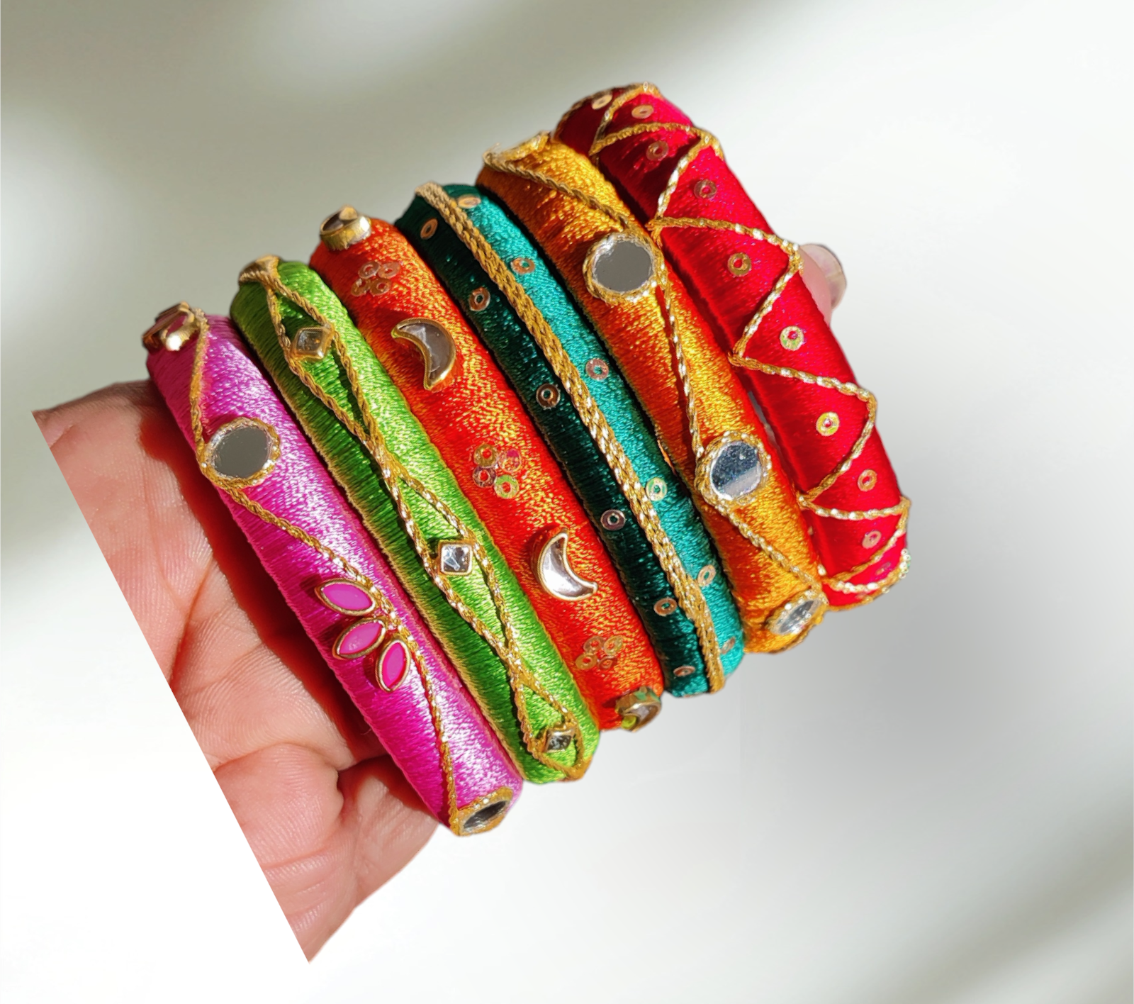 Multi Color Silk Thread Bangles, Taasha, handmade bangles, silk thread bangles, handmade, handicrafts