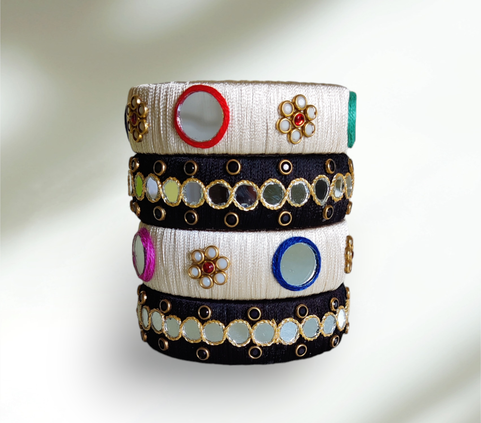 Black & White Silk Thread Bangles