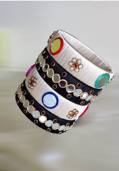 Black & White Silk Thread Bangles
