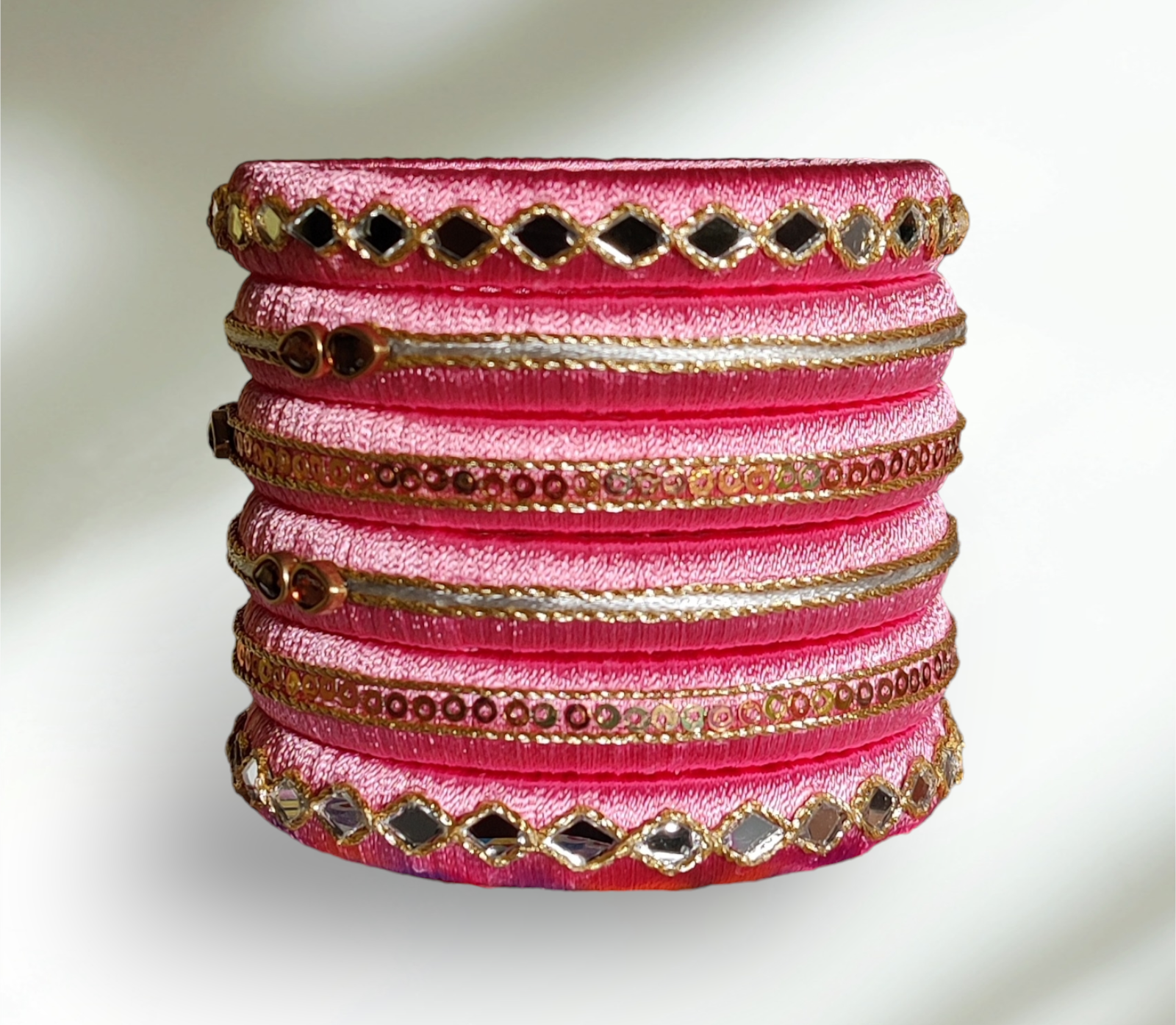 Pink Color - Silk Thread Bangle Set 