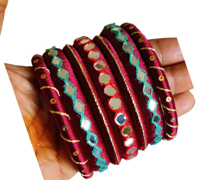 Maroon Color - Silk Thread Bangle Set