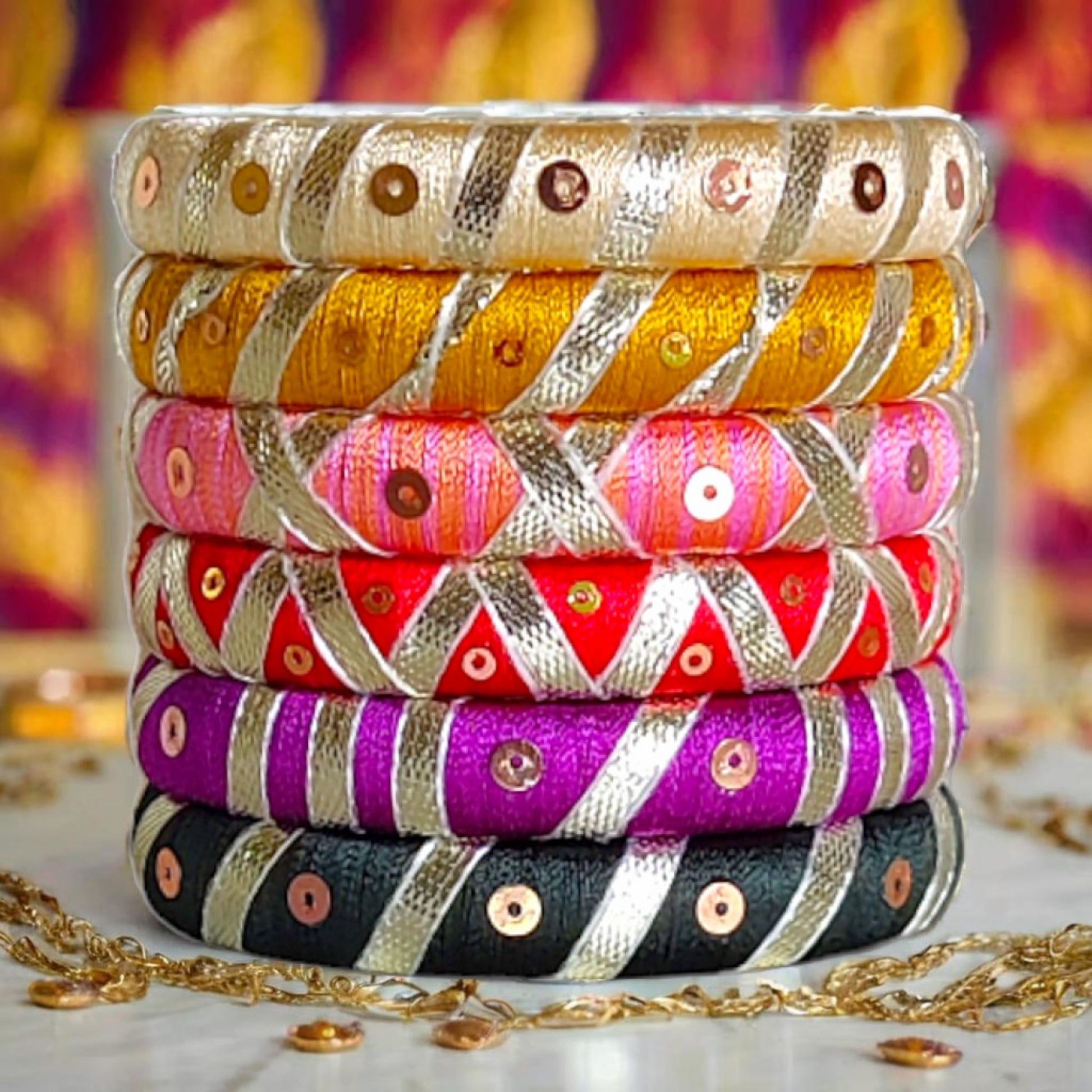 Taasha, handmade bagles, silk thread bangles, handmade bangles, handicrafts