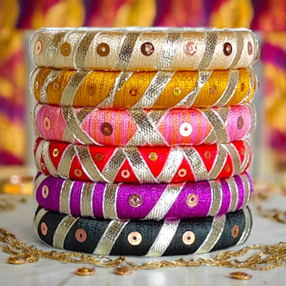 Taasha, handmade bagles, silk thread bangles, handmade bangles, handicrafts
