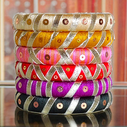 Taasha, handmade bagles, silk thread bangles, handmade bangles, handicrafts