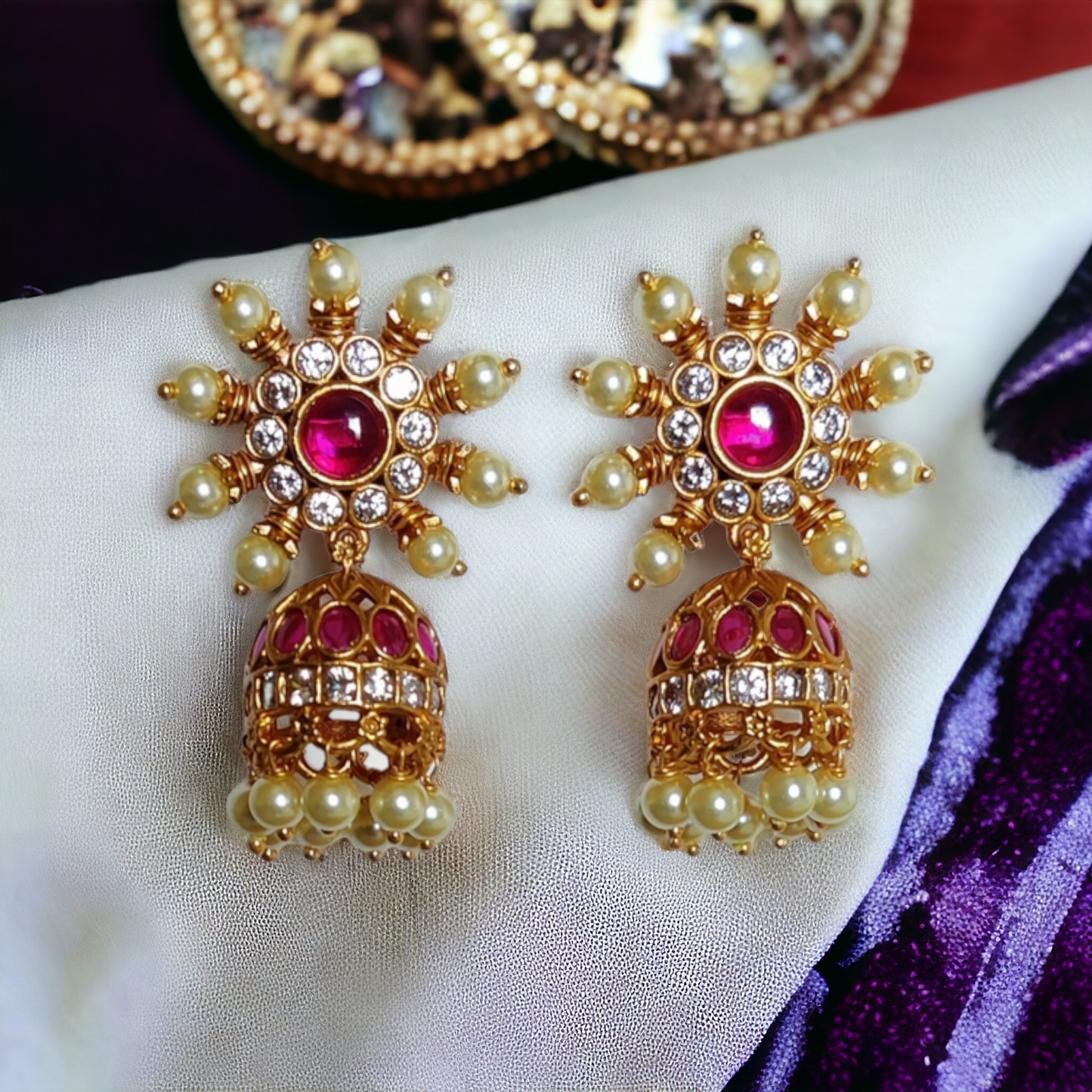 Traditional Pearl Jhumkas