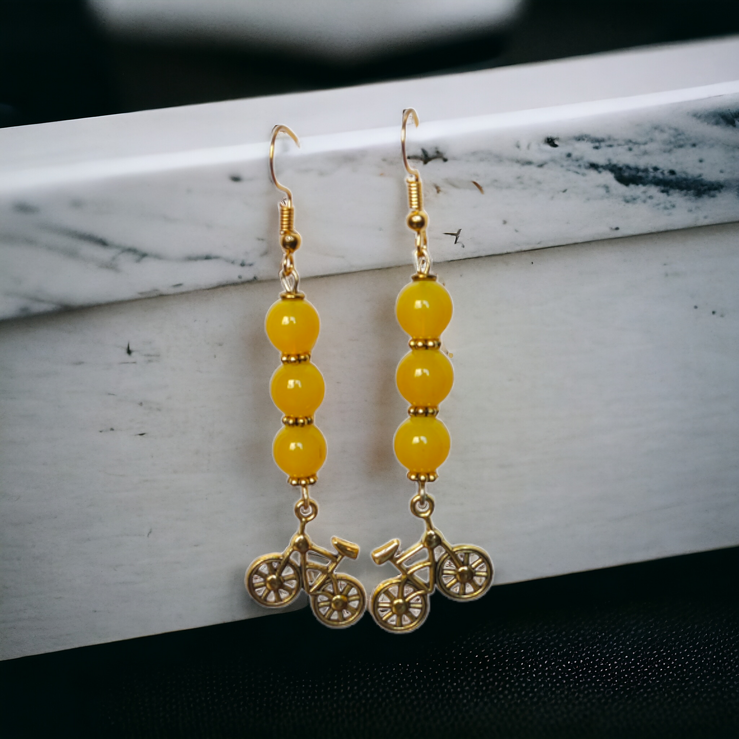 Yellow Glass Beads Earrings