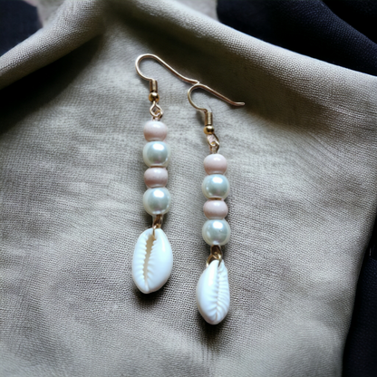 Pearl & Cowrie Earrings