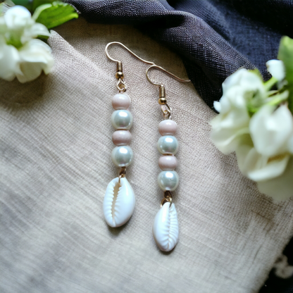 Pearl & Cowrie Earrings