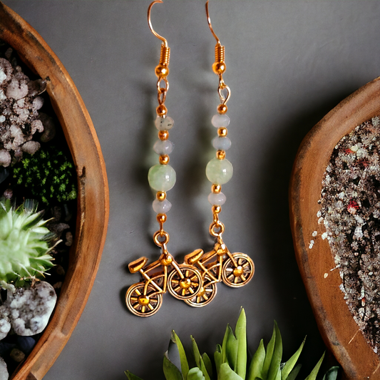 Light Green Glass Beads Earrings