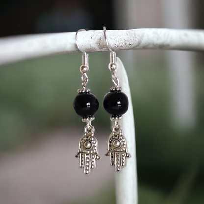 Black Glass Beads Earrings