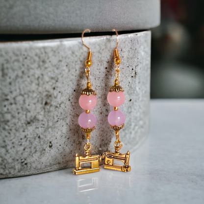 Pink Glass Beads Earrings
