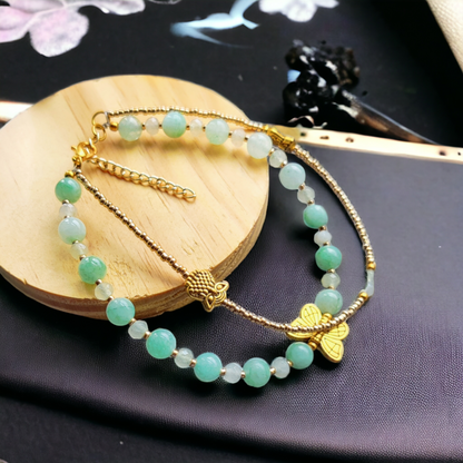 Glass Beads Bracelet - Green Color