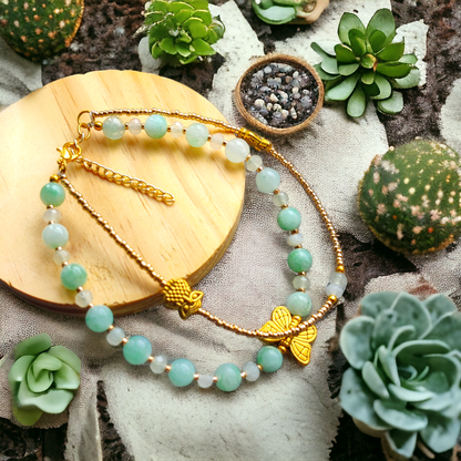Glass Beads Bracelet - Green Color