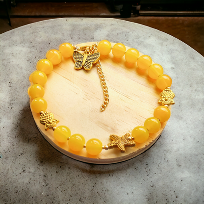 Glass Beads Bracelet - Yellow Color