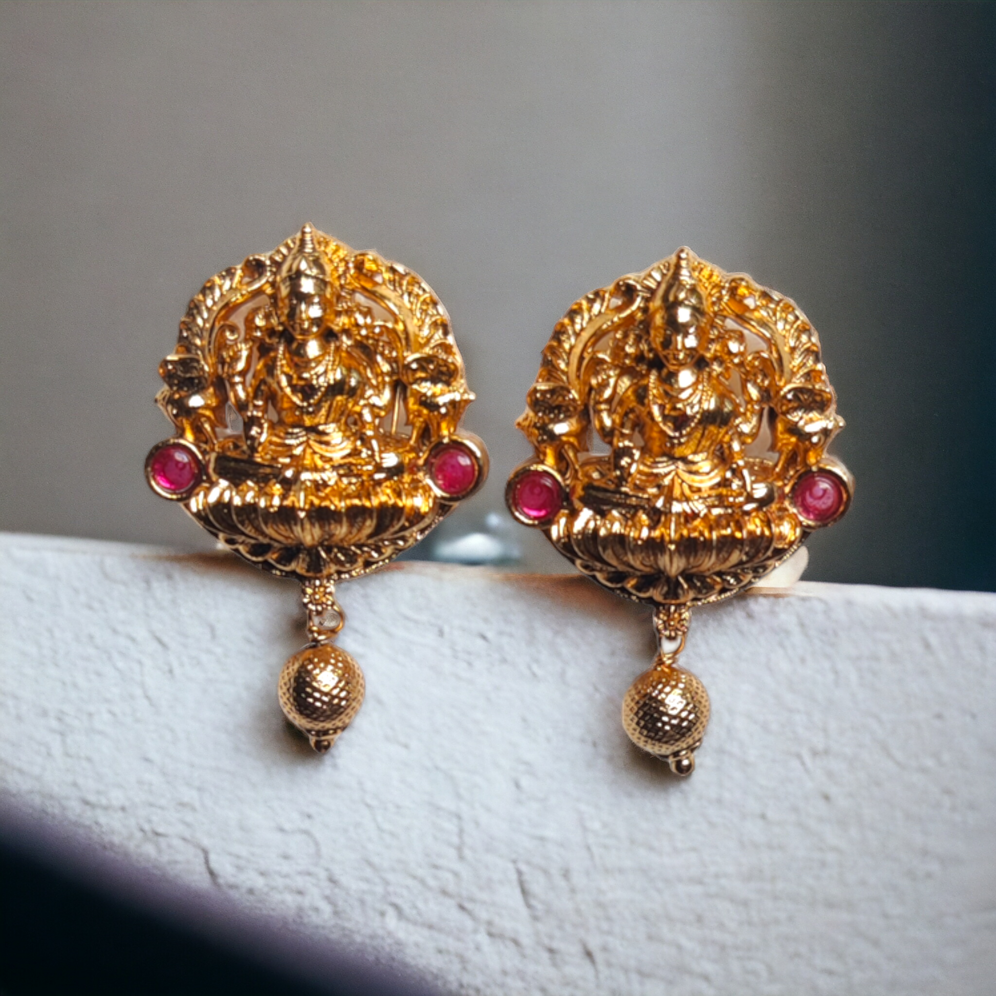 Temple jewellery, ethnic earrings, fashion jewellery, Traditional Earrings, Ganesh Lakshmi Earrings, Jhumka