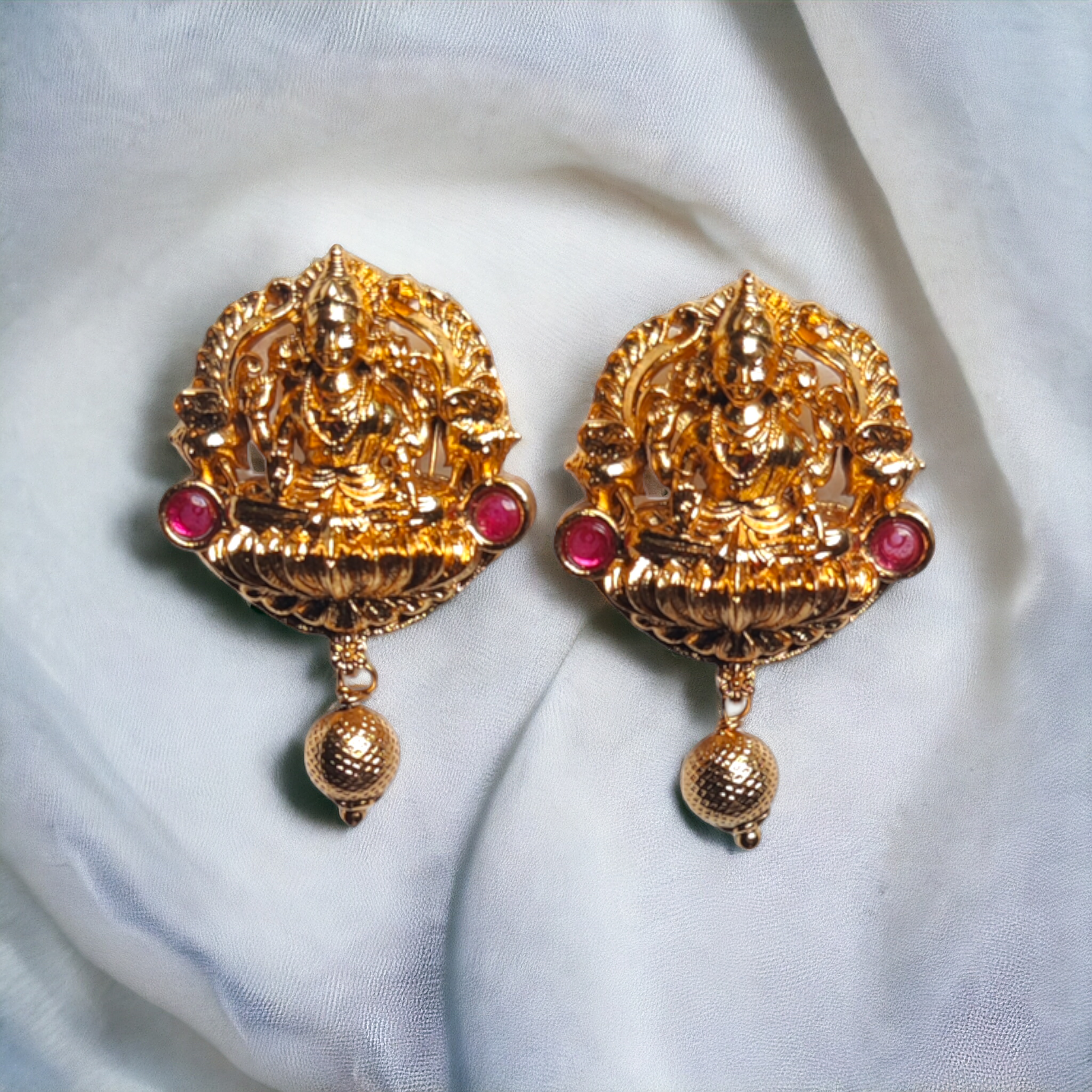 Temple jewellery, ethnic earrings, fashion jewellery, Traditional Earrings, Ganesh Lakshmi Earrings, Jhumka