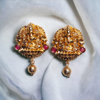 Temple jewellery, ethnic earrings, fashion jewellery, Traditional Earrings, Ganesh Lakshmi Earrings, Jhumka